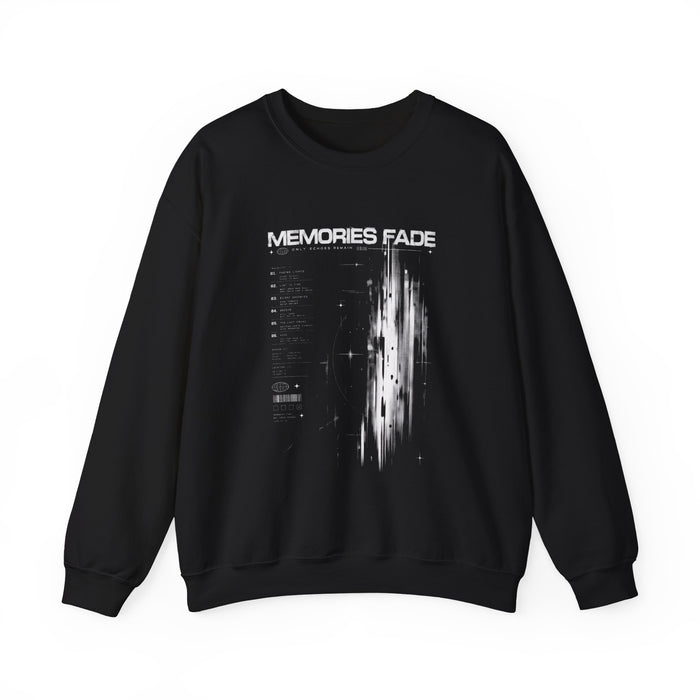 Memories Fade Crewneck Sweatshirt — Vaporwave Glitch Graphic Pullover