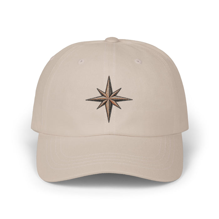 Embroidered Compass Rose Dad Cap — Minimal Nautical Baseball Hat