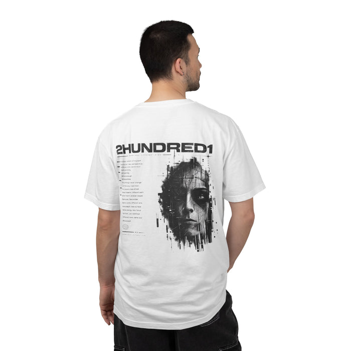 2HUNDRED1 Distressed Face Graphic T-Shirt — Cyberpunk Grunge Band Tee