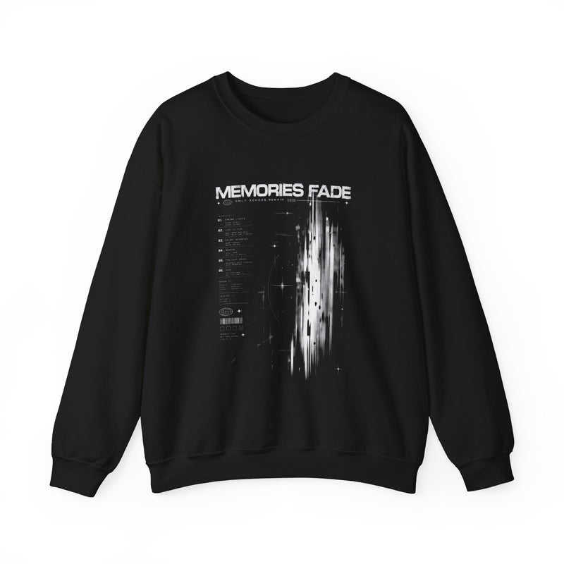 Memories Fade Crewneck Sweatshirt — Vaporwave Glitch Graphic Pullover