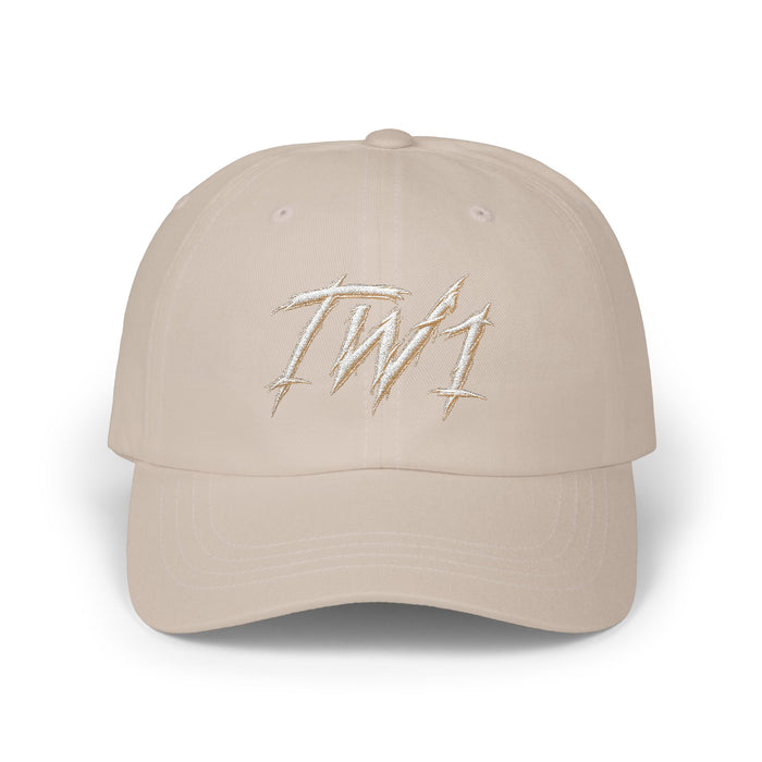 Dad Cap — Embroidered 'TWA' Script Baseball Hat, Minimal Neutral Casual Cap