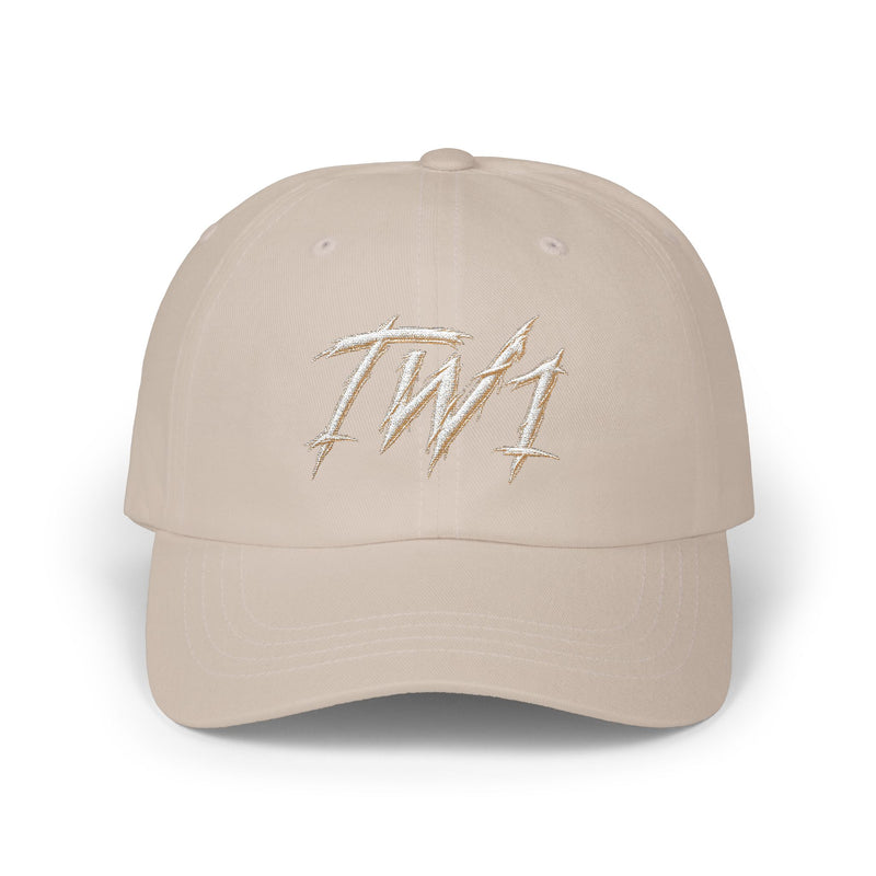 Dad Cap — Embroidered 'TWA' Script Baseball Hat, Minimal Neutral Casual Cap
