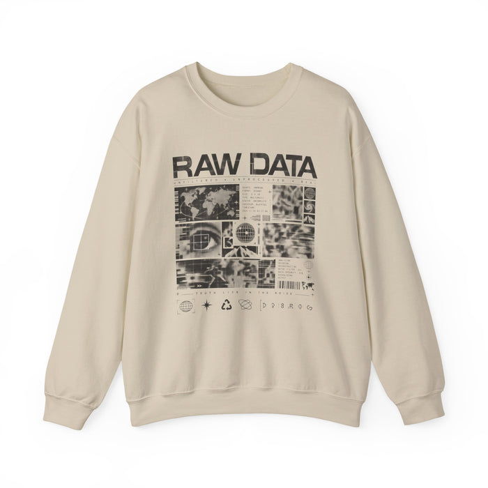 Raw Data Graphic Sweatshirt — Techno Vintage Crewneck for Data & Cyber Aesthetics
