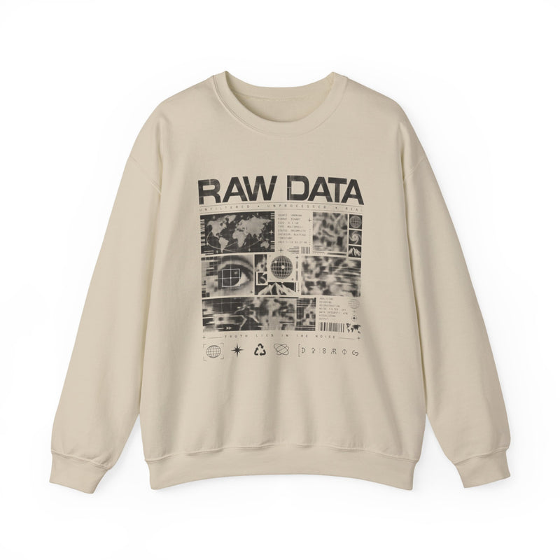 Raw Data Graphic Sweatshirt — Techno Vintage Crewneck for Data & Cyber Aesthetics