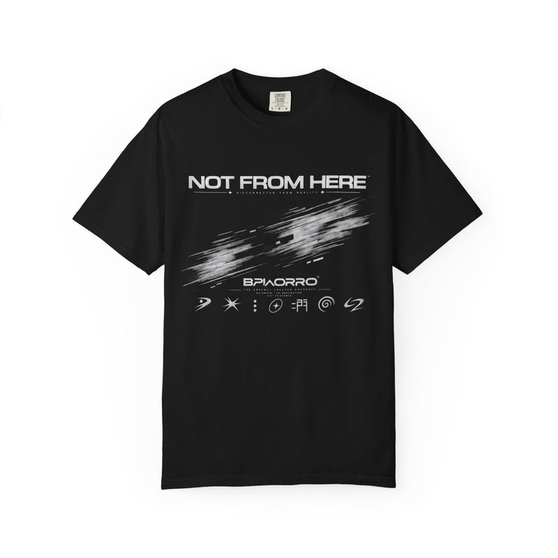 Not From Here Graphic T‑Shirt — Sci‑Fi Alien Symbol Tee