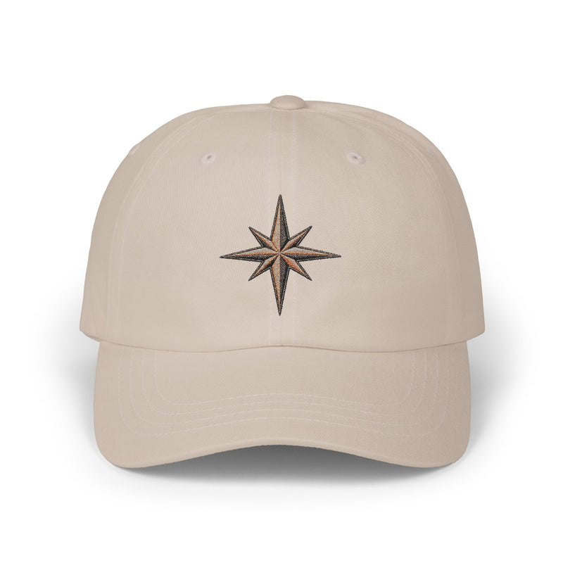 Embroidered Compass Rose Dad Cap — Minimal Nautical Baseball Hat