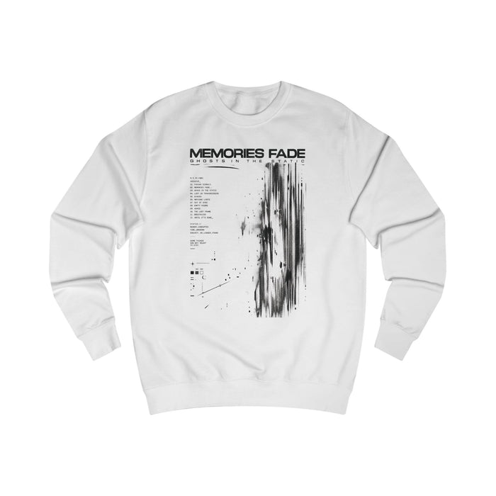 Memories Fade Graphic Sweatshirt — Distressed Monochrome Art Crewneck