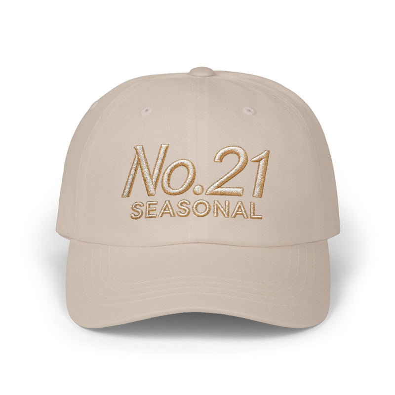 Dad Cap — "No.21 Seasonal" Embroidered Beige Baseball Hat