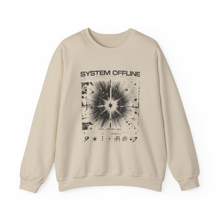 System Offline Graphic Sweatshirt — Retro Tech Sci‑Fi Crewneck