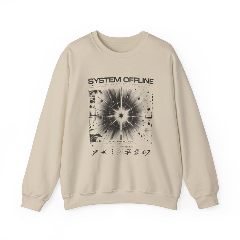 System Offline Graphic Sweatshirt — Retro Tech Sci-Fi Rundhals-Sweatshirt